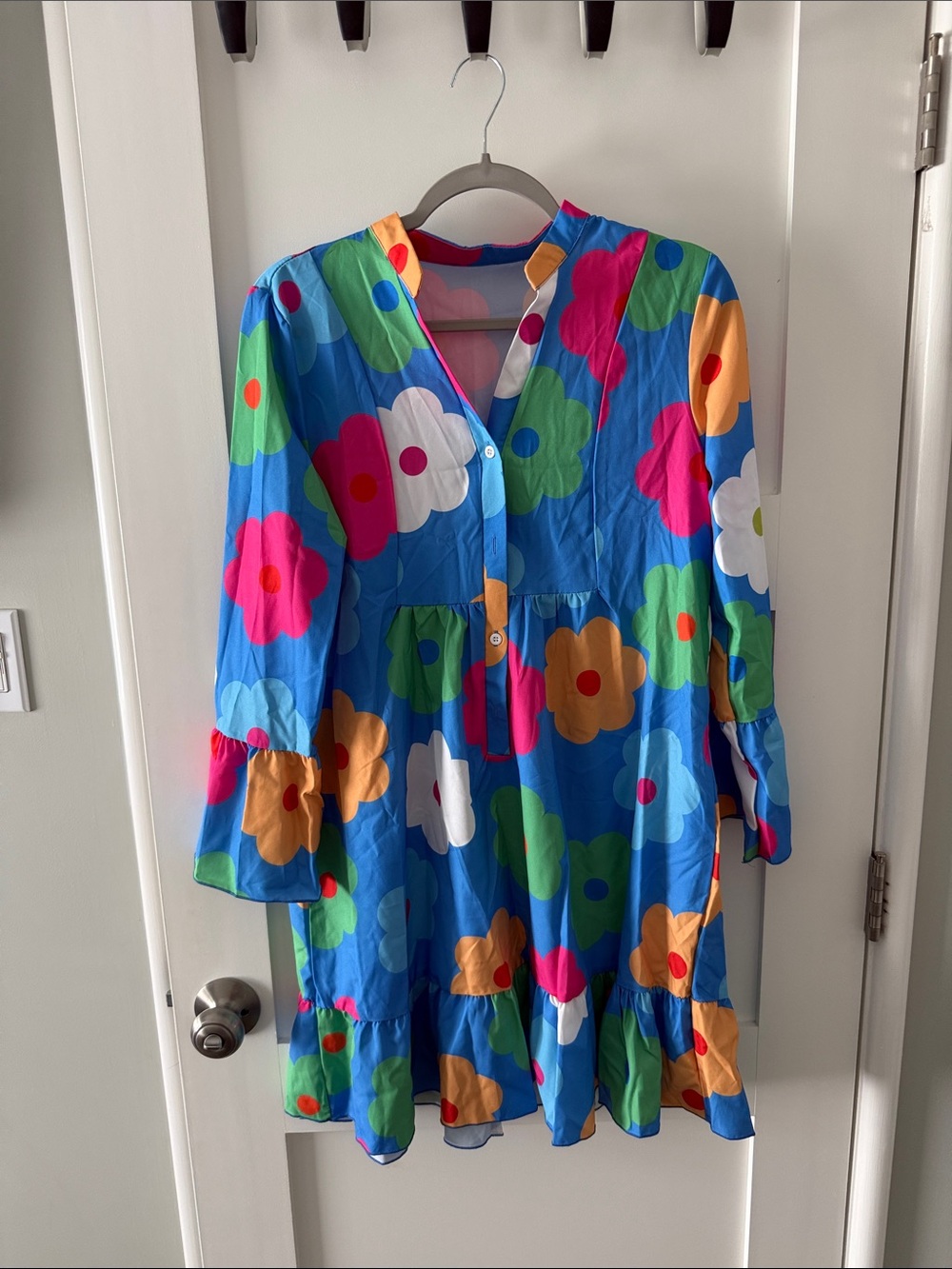Kids Blue Floral Tiered Dress